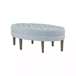 Cory Tufted Dusty Blue Linen Ottoman