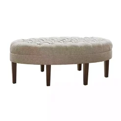 Cory Tufted Natural Linen Ottoman