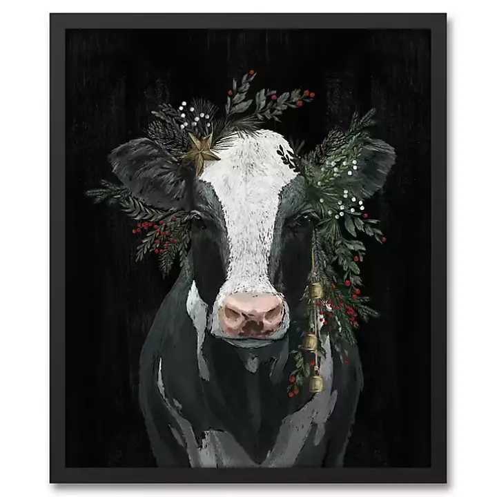 Cow Star Garland Christmas Framed Wall Plaque