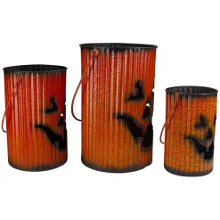 Crackled Metal Jack-O-Lanterns, Set of 3
