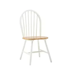 Cream & Natural Wooden Dining Chairs, Set of 2
