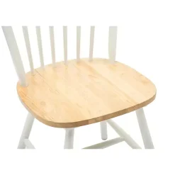 Cream & Natural Wooden Dining Chairs, Set of 2