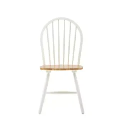 Cream & Natural Wooden Dining Chairs, Set of 2