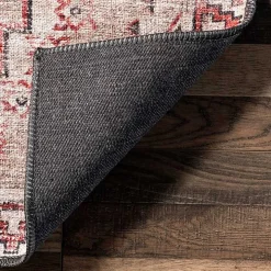 Cream & Red Diamond Trellis Washable Area Rug, 5x8