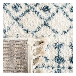 Cream and Blue Bergen Weathered Fringe Rug, 5x7