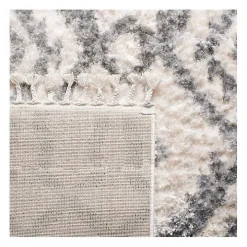 Cream and Gray Bergen Tribal Fringe Shag Rug, 5x7