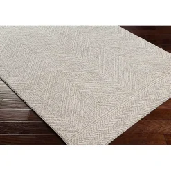 Cream and Gray Zig Zag Area Rug, 5x7