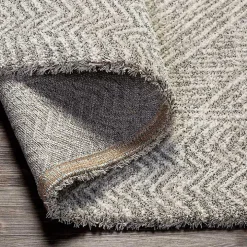 Cream and Gray Zig Zag Area Rug, 5x7