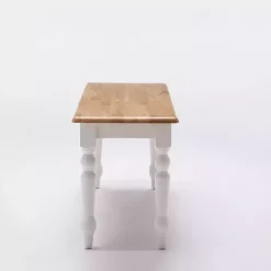 Cream and Natural Wood Dining Bench