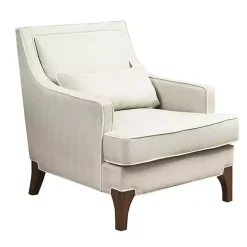 Cream and White Contrast Welting Accent Chair