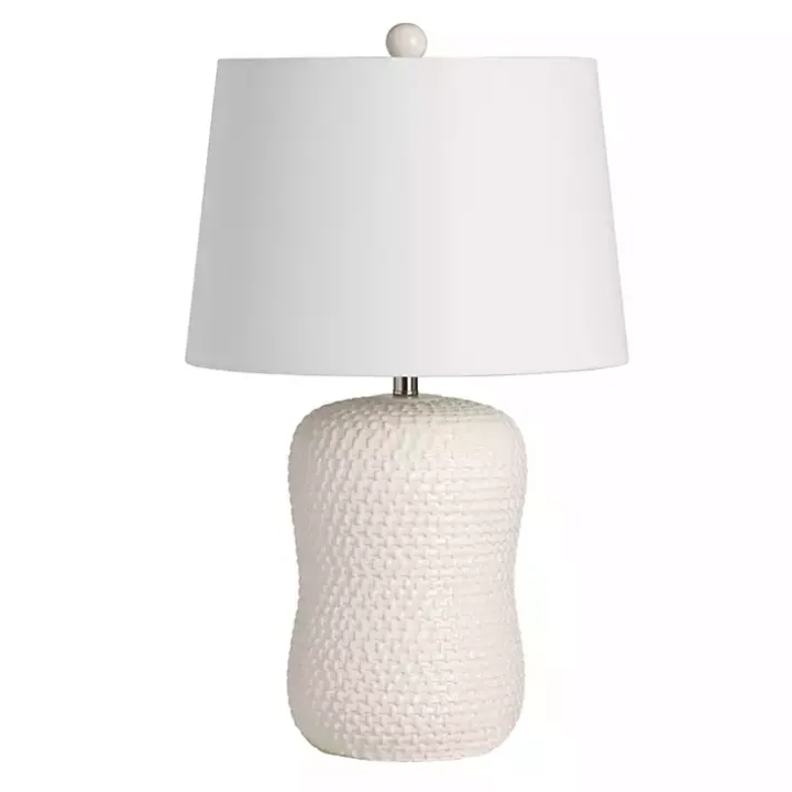 Cream Basketweave Ceramic Table Lamp
