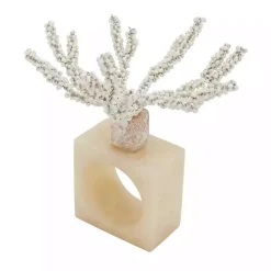Cream Beaded Coral Napkin Rings, Set of 4