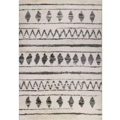 Cream Boho Striped Area Rug, 5x8