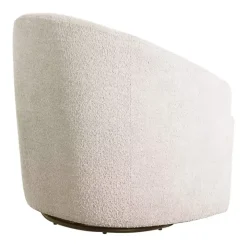 Cream Boucle Barrel Swivel Accent Chair