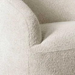 Cream Boucle Barrel Swivel Accent Chair