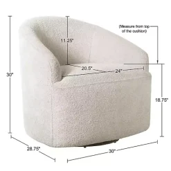 Cream Boucle Barrel Swivel Accent Chair