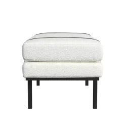 Cream Boucle Black Faux Leather Bench
