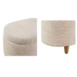 Cream Boucle Flip-Top Storage Bench