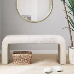 Cream Boucle Waterfall Bench
