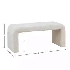 Cream Boucle Waterfall Bench