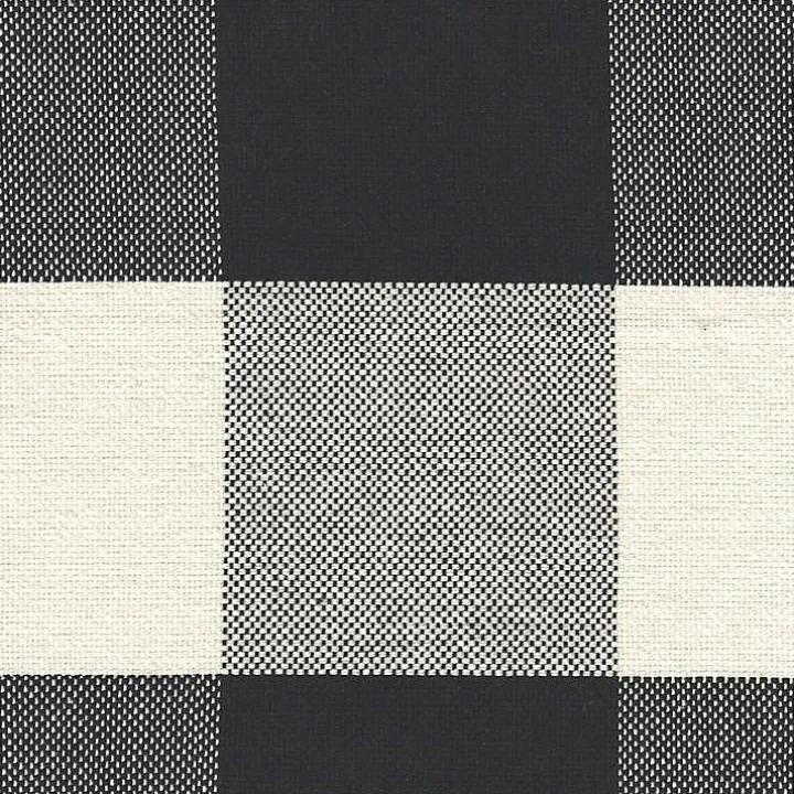 Cream Buffalo Plaid Upholstered Storage Ottoman