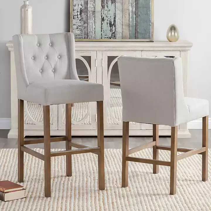Cream Button Tufted Kia Barstool
