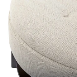 Cream Button Tufted Storage Ottoman