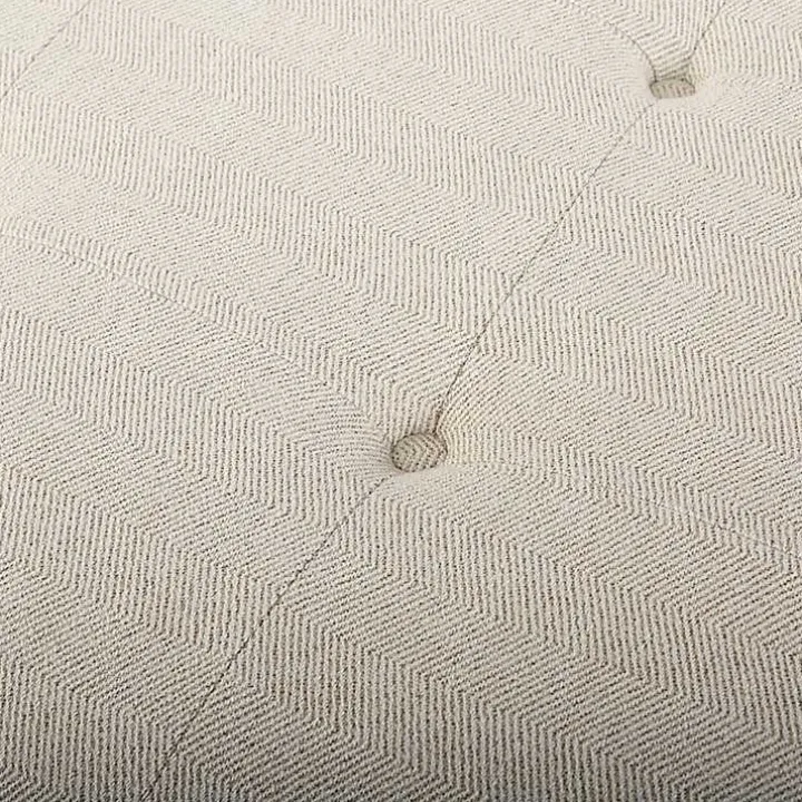 Cream Button Tufted Storage Ottoman