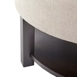 Cream Button Tufted Storage Ottoman