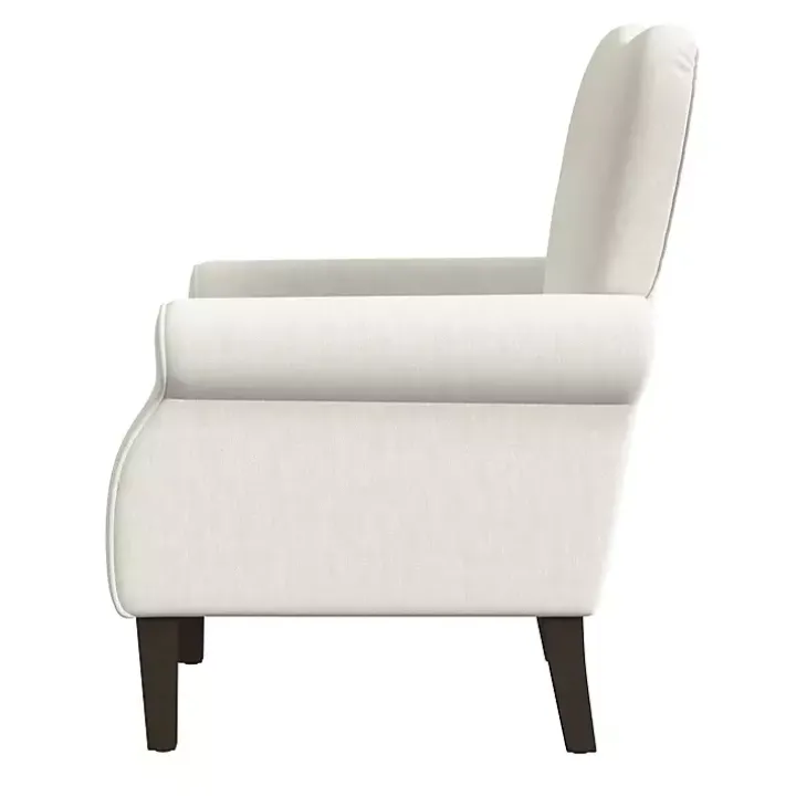Cream Button-Tufted Rolled Arm Accent Chair