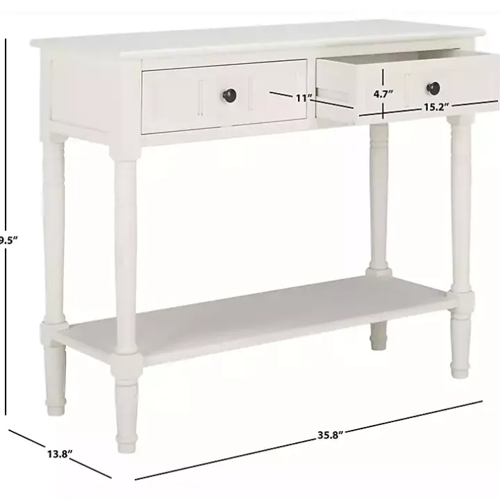 Cream Carved 2-Drawer Console Table