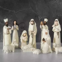 Cream Carved Figurines 11-pc. Nativity Set