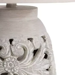 Cream Carved Floral Table Lamp