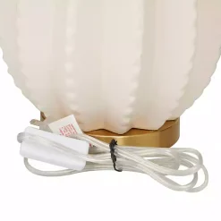 Cream Ceramic Fluted Gourd Table Lamp