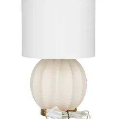 Cream Ceramic Fluted Gourd Table Lamp