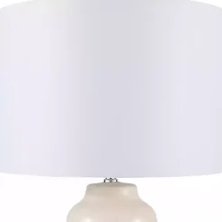 Cream Ceramic Rounded Hourglass Table Lamp
