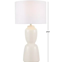 Cream Ceramic Rounded Hourglass Table Lamp