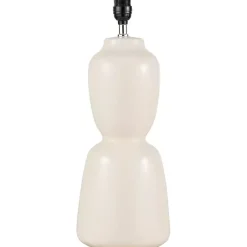 Cream Ceramic Rounded Hourglass Table Lamp