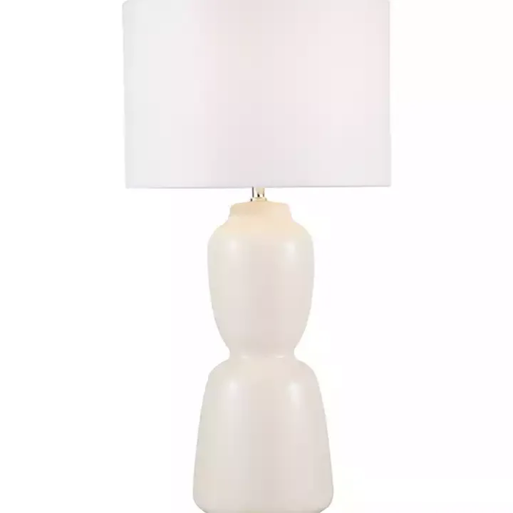 Cream Ceramic Rounded Hourglass Table Lamp