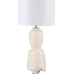 Cream Ceramic Rounded Hourglass Table Lamp