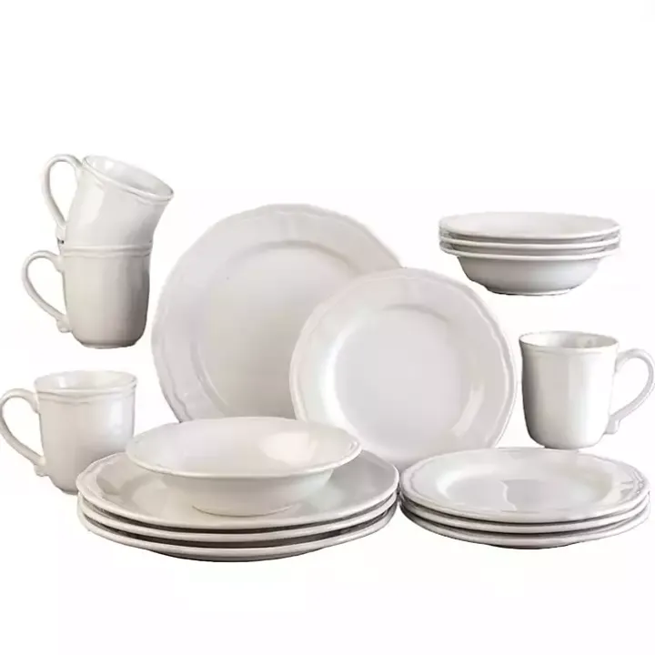 Cream Ceramic Soft Scallop 16-pc. Dinnerware Set