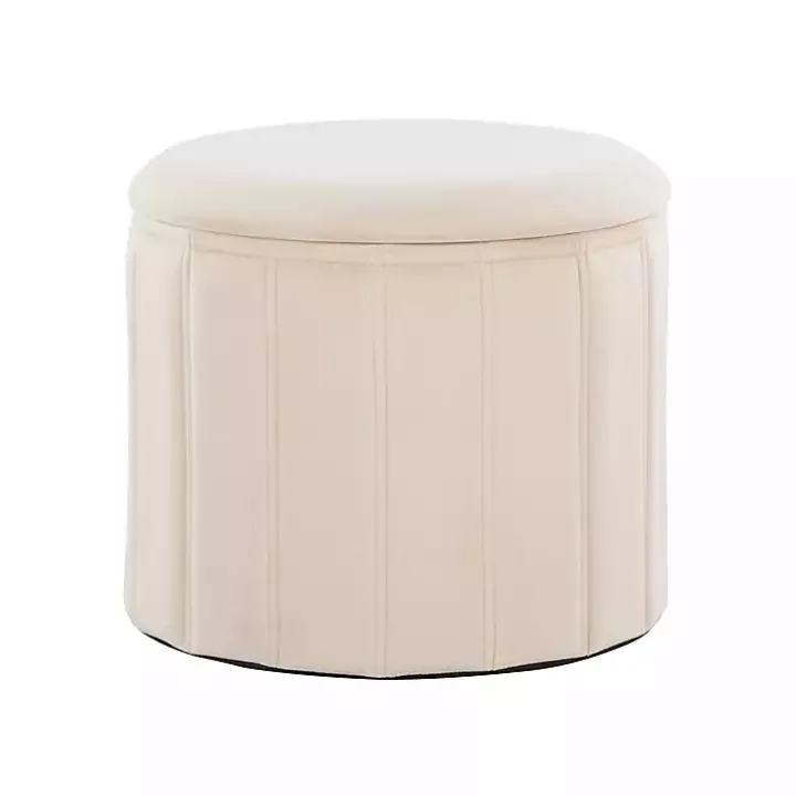 Cream Collapsible Storage Ottoman
