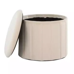 Cream Collapsible Storage Ottoman