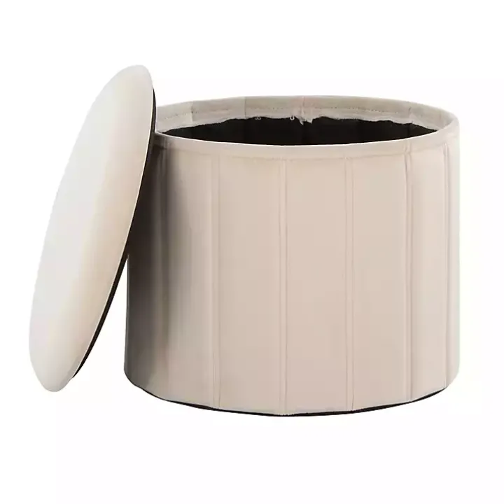 Cream Collapsible Storage Ottoman