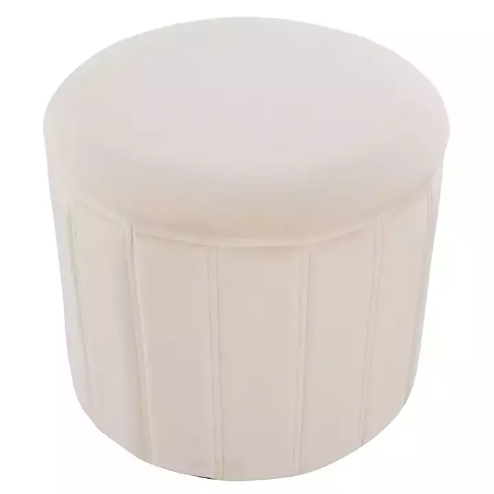 Cream Collapsible Storage Ottoman