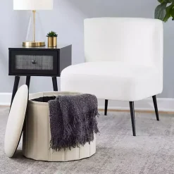 Cream Collapsible Storage Ottoman