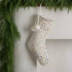 Cream Confetti Knit Christmas Stocking