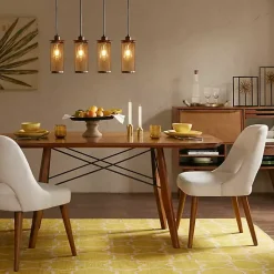 Cream Cut-Out Pecan Wood Dining Chairs, Set of 2