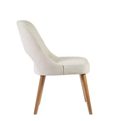 Cream Cut-Out Pecan Wood Dining Chairs, Set of 2