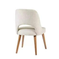 Cream Cut-Out Pecan Wood Dining Chairs, Set of 2